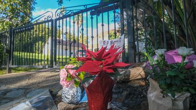 Flowers left outside White's home in Brentwood, California